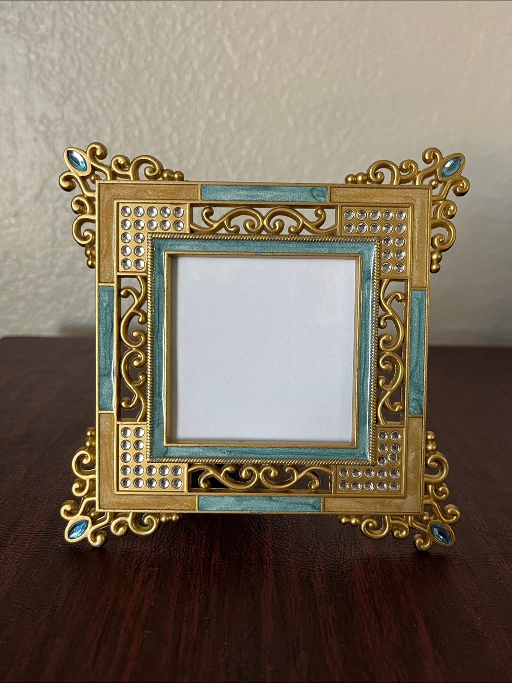 Ornate Gold and Teal Decorative Photo Frame - Picture 4 of 5